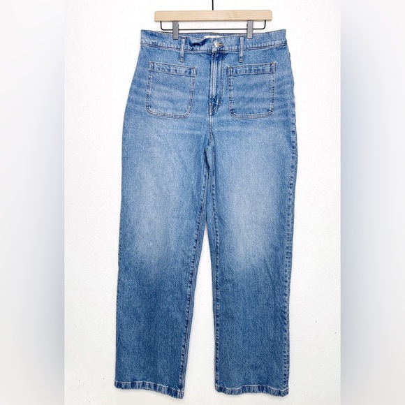 Madewell Taller Emmett Wide-Leg Full Length Jean Patch Pocket Lakecourt Wash 32T - Picture 4 of 15